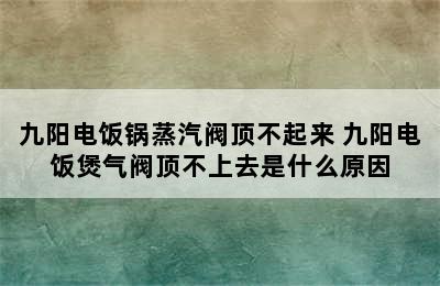 九阳电饭锅蒸汽阀顶不起来 九阳电饭煲气阀顶不上去是什么原因